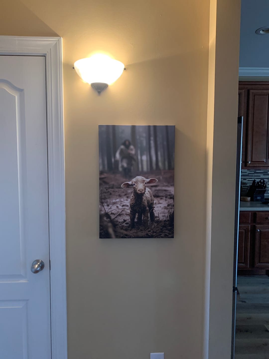 Customer photo review of Jesus Lamb of God, Jesus Running After Lamb, Wall Art Canvas