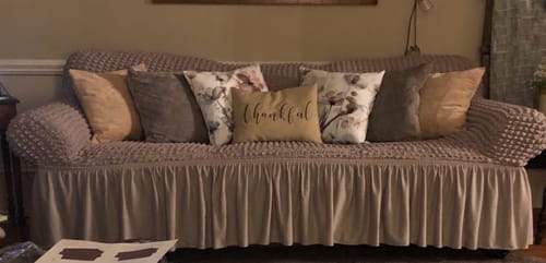 Customer photo review of 2024 Turkish Bubble Frill Sofa Covers : Light Brown