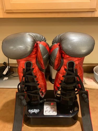 Customer photo review of The Glove Purifier with Thermal Heating and O3-Enabled Active Technology Built for Restoring and Preserving Boxing Gloves