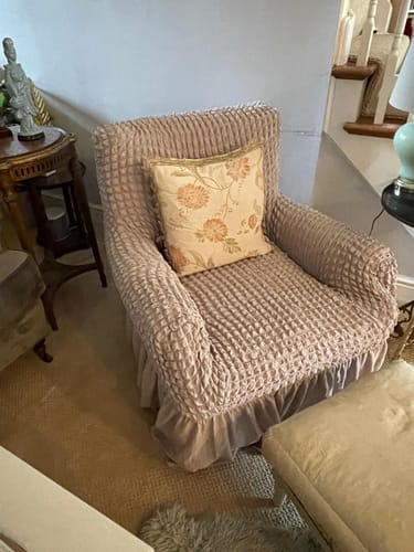 Customer photo review of 2024 Turkish Bubble Frill Sofa Covers : Light Brown