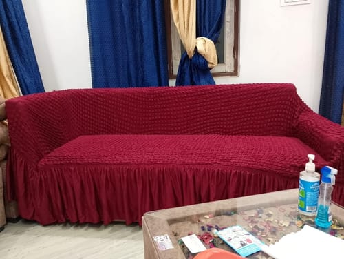 Customer photo review of 2024 Turkish Bubble Frill Sofa Covers : Maroon