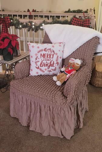 Customer photo review of 2024 Turkish Bubble Frill Sofa Covers : Light Brown