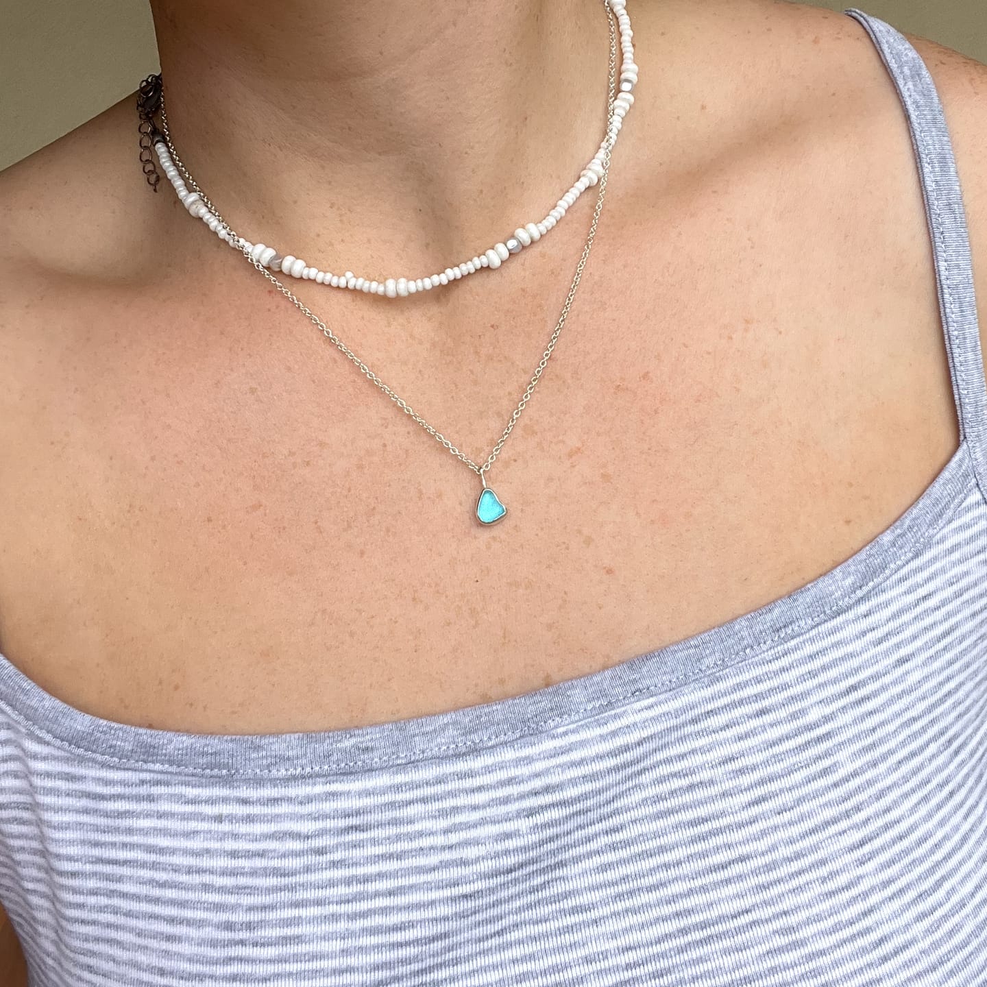 Customer photo review of Green Sea Glass Necklace