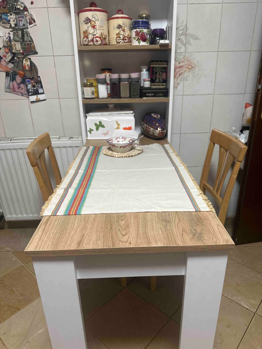Customer photo review of Rani JA102 Masa Raflı Dekoratif Mutfak Yemek Masası Sepet Ceviz - Beyaz