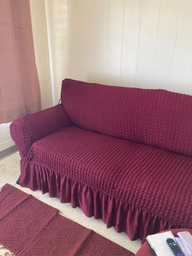 Customer photo review of 2024 Turkish Bubble Frill Sofa Covers : Maroon