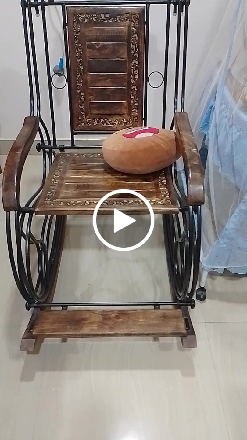 Customer video review of Wooden & Iron Rocking Chair Wooden Chair Swing Chair
