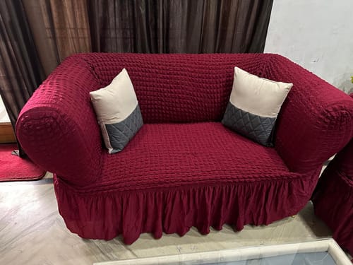 Customer photo review of 2024 Turkish Bubble Frill Sofa Covers : Maroon