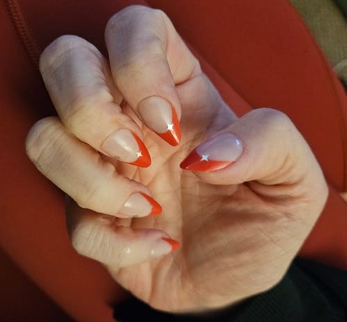 Customer photo review of Red My Mind Press On Nails (24PC)