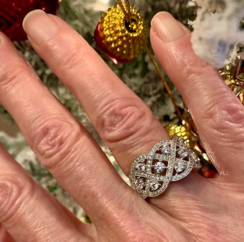 Customer photo review of Woven Art Deco CZ Ring in Sterling Silver