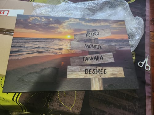 Customer photo review of Lienzo personalizado Corazon en la Playa