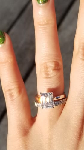 Customer photo review of Solitaire 2.6ct Emerald Cut CZ Ring in Sterling Silver