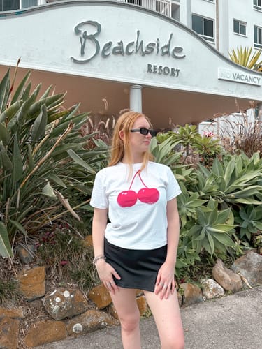 Customer photo review of 'Cherry' baby tee