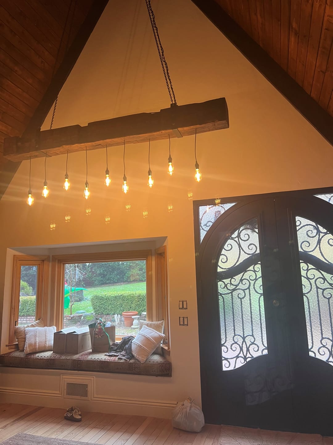 Customer photo review of Calvert Model Double Front Entry Iron Door With Tempered Water Cube Glass Dark Bronze Finish