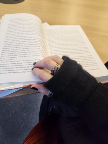 Customer photo review of Basics Fingerless Gloves Set - Black, Gray and Light Gray Box of 3