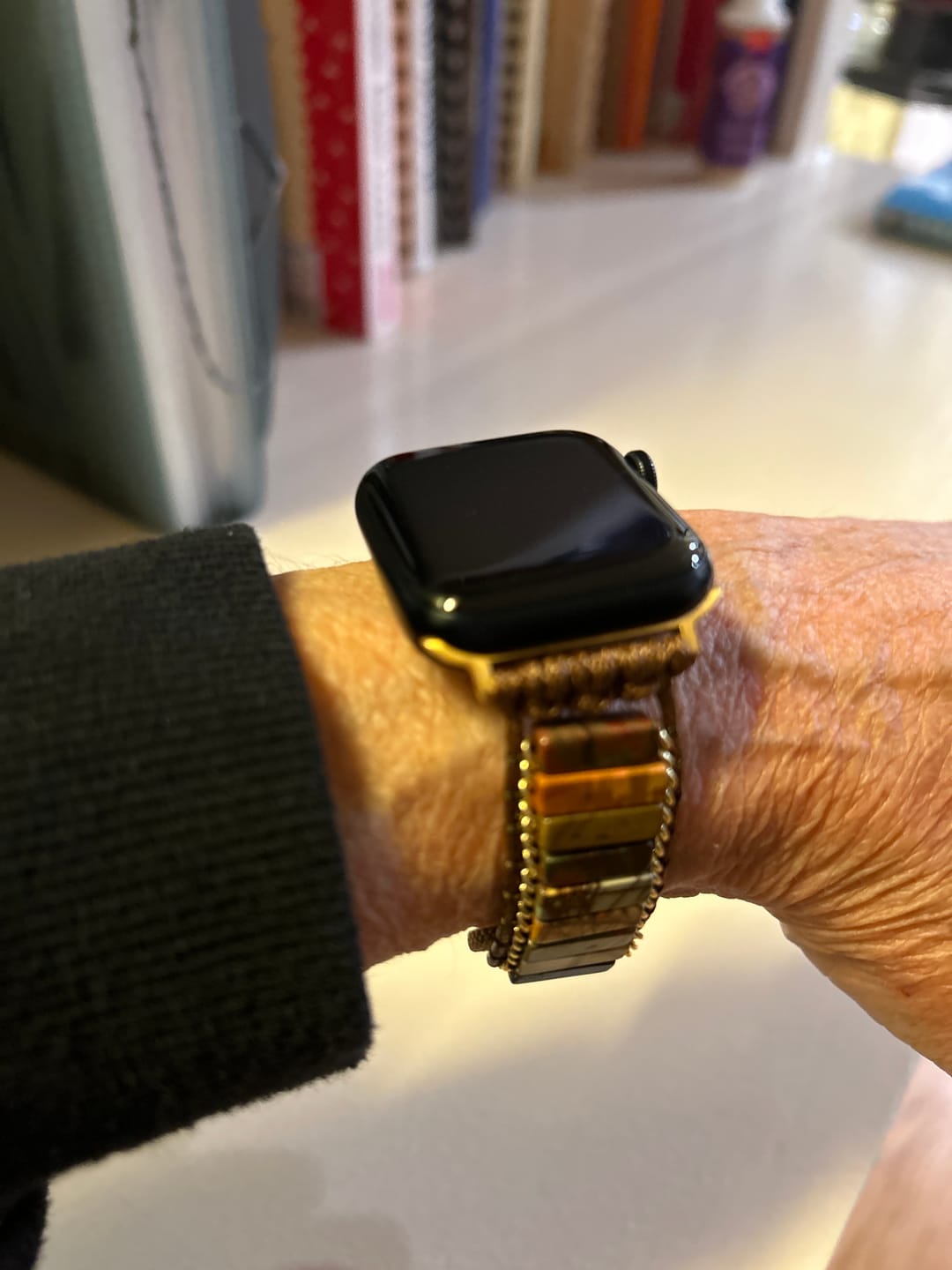 Customer photo review of Delicate Picasso Jasper Apple Watch Strap