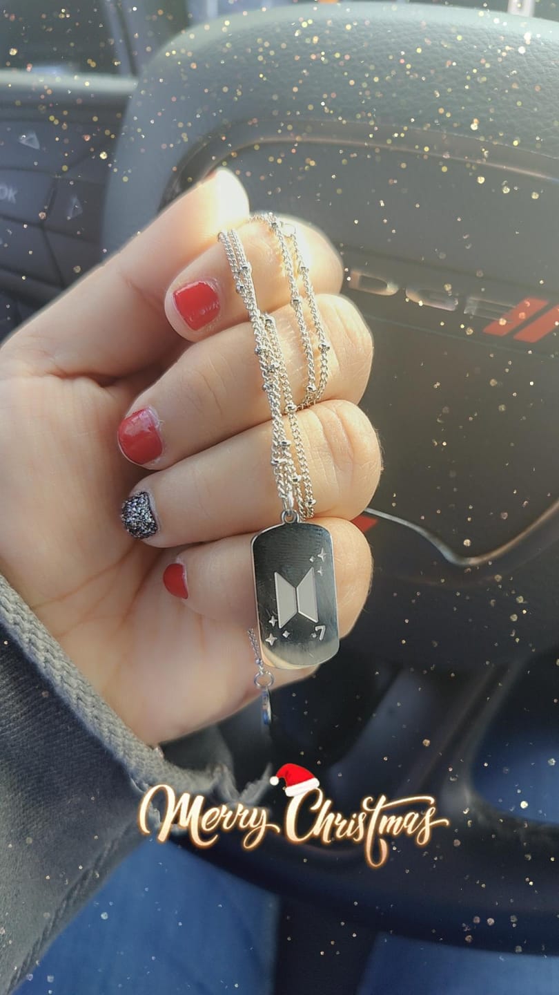 Customer photo review of BTS Army Name Tag Necklace