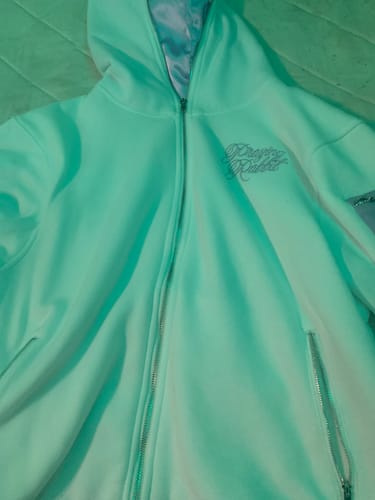 Customer photo review of Praying Rabbit Hoodie (White/Lavender)