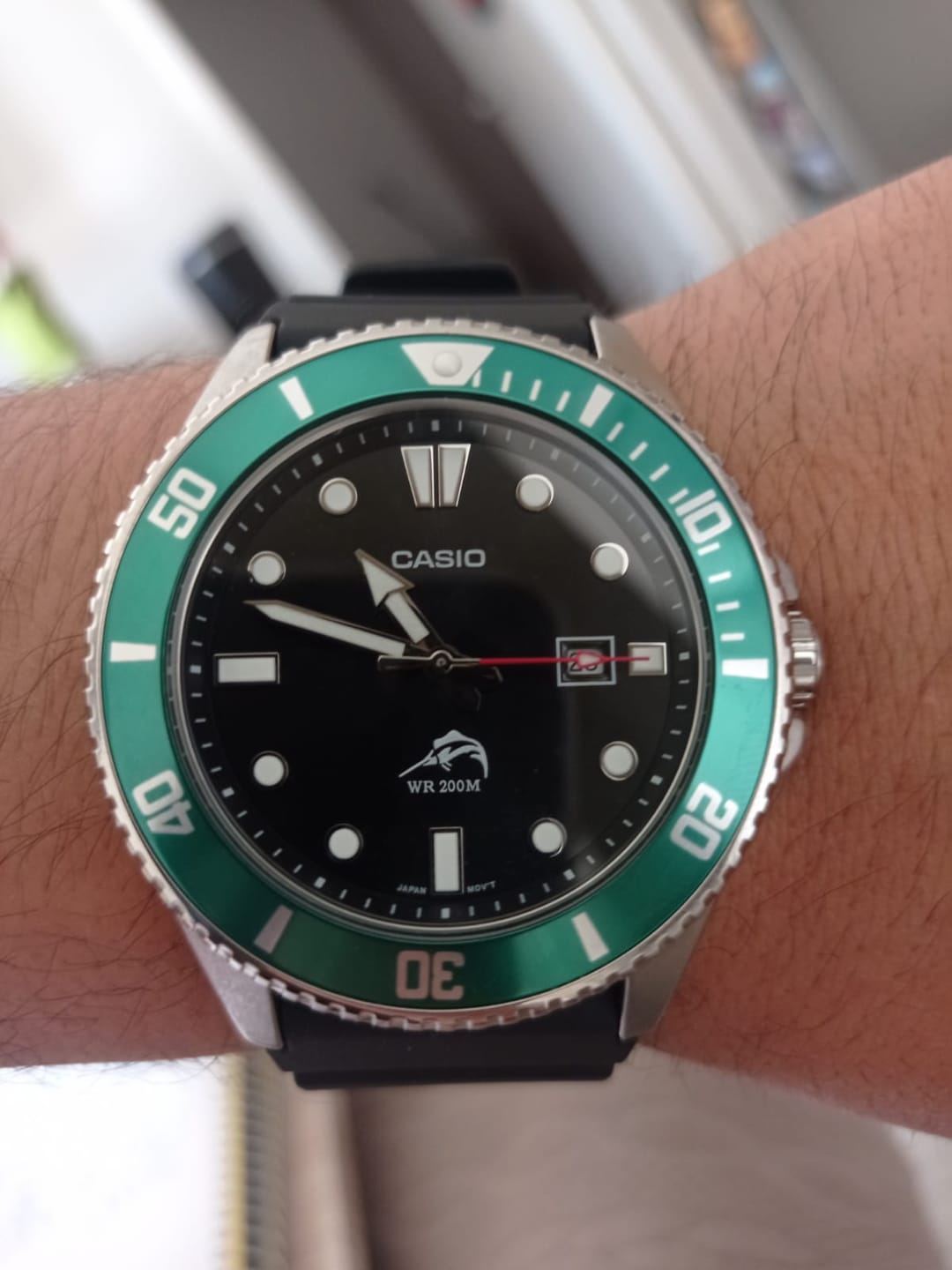 Customer photo review of Reloj Casio Submariner Marlin Duro MDV-106B-1A3VCF Kermit Buceo [EXCLUSIVO]