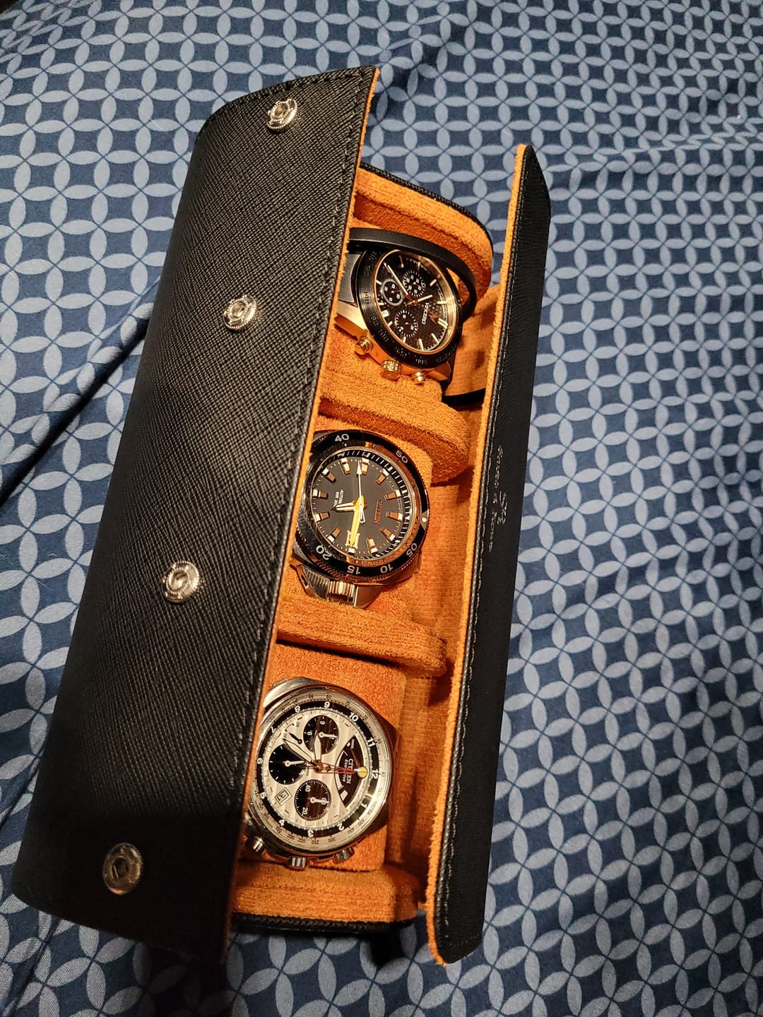 Customer photo review of Obsidian Black watch roll - 3 watches