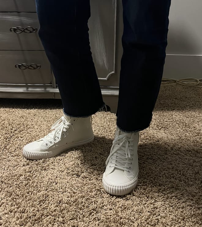 Customer photo review of Sea Salt Center Hi Top | Unisex Canvas Sneaker