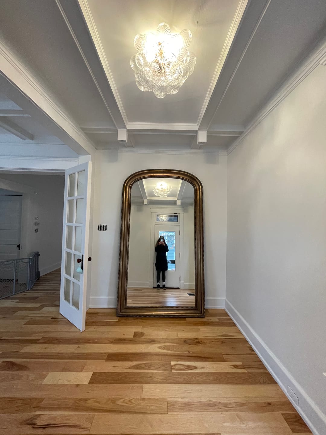 Customer photo review of 3-Light Cluster Ribbed Glass Bubble Semi Flush Chandelier
