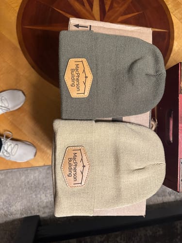 Customer photo review of Custom Leather Patch Beanie