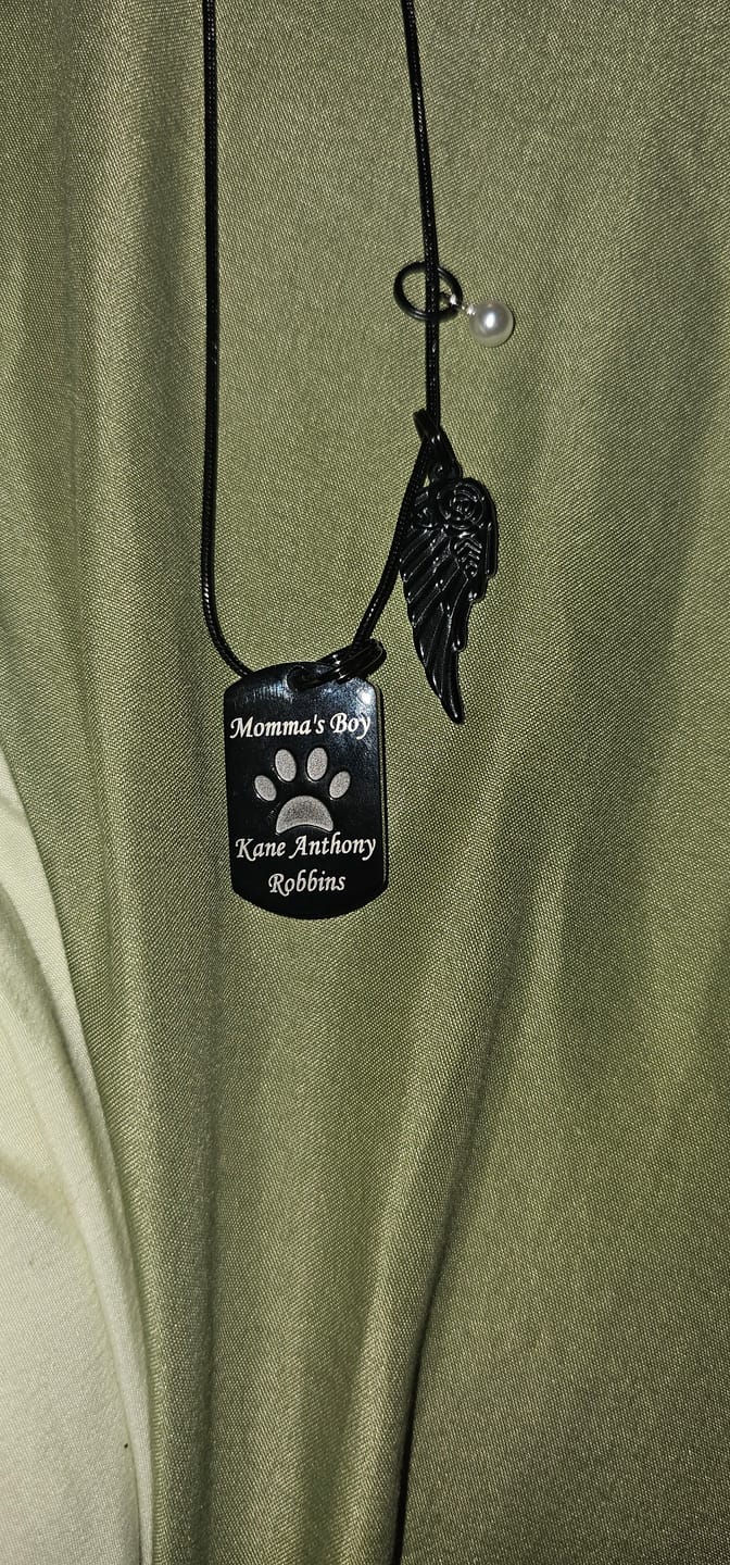 Customer photo review of Personalized Photo Urn Necklace for Pet