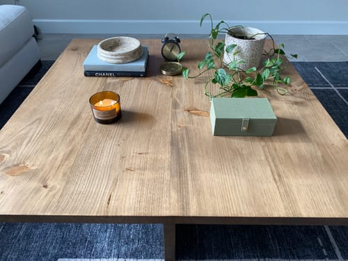 Customer photo review of Rustic Cross Base Coffee Table