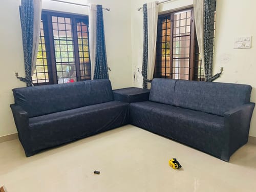 Customer photo review of Grey Velvet Elastic Sofa Slipcovers