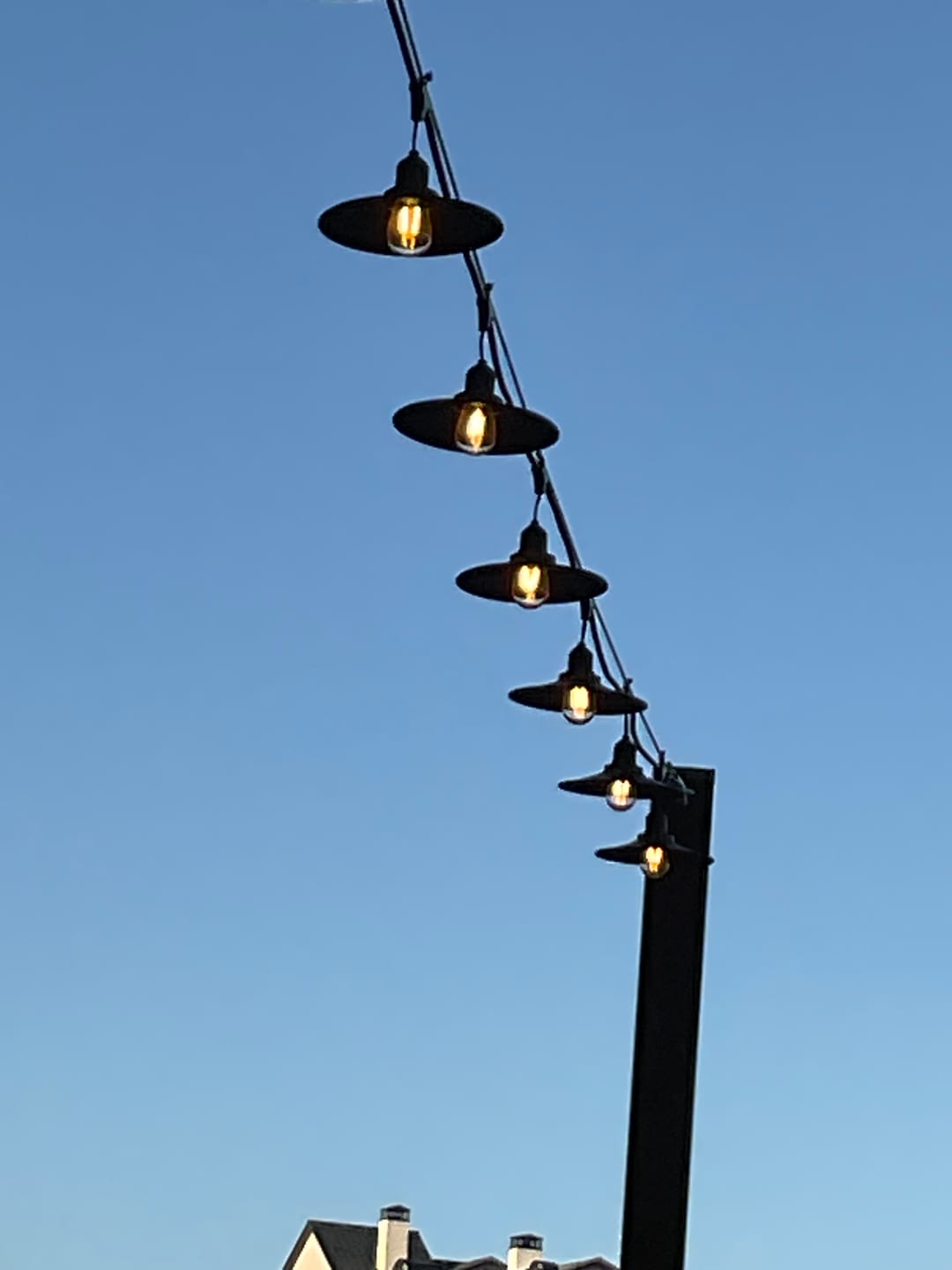 Customer photo review of Classic Metal Patio Light Bulb Shade Cover for Outdoor Commercial String Lights, E26, Black