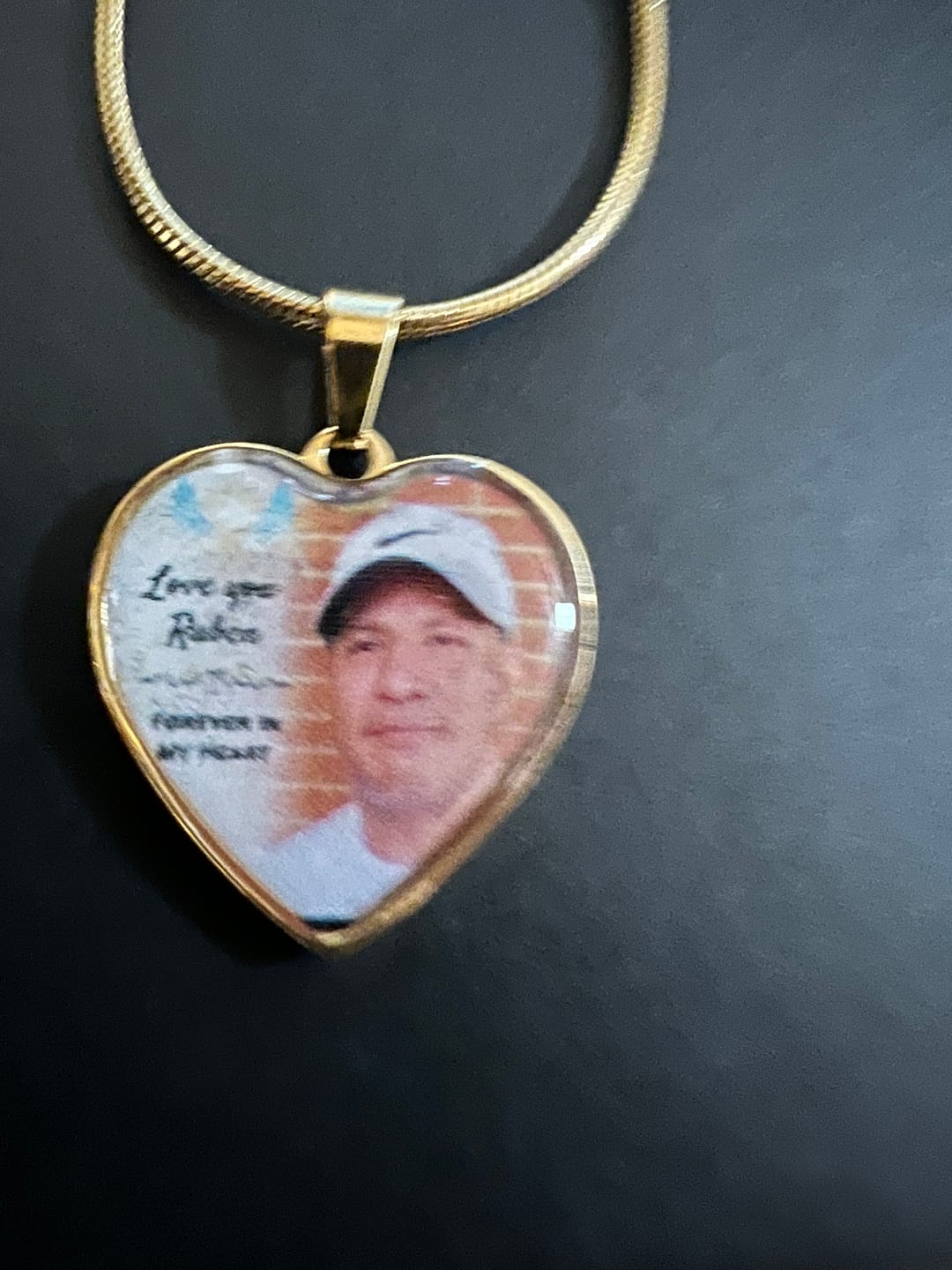 Customer photo review of Custom Name Heart Photo Memorial Necklace