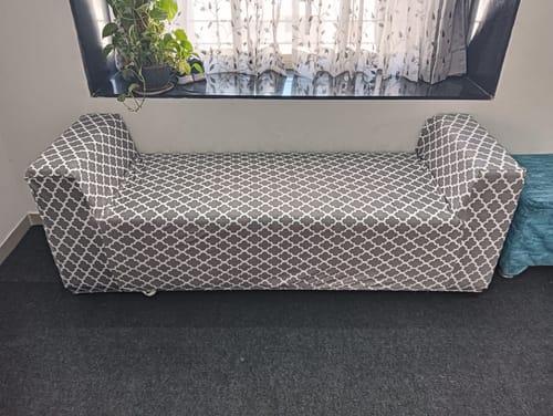 Customer photo review of Grey Diamond Elastic Sofa Slipcovers