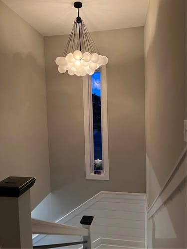 Customer photo review of Modern Glass Cluster Bubble Chandelier Light
