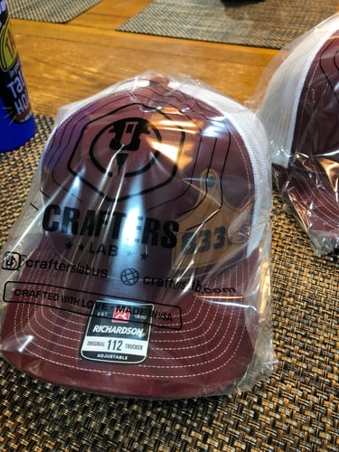 Customer photo review of Ear Tag Custom Leather Patch Trucker Hat - Richardson 112