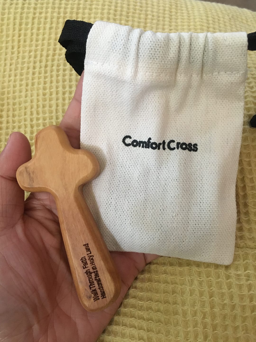 Customer photo review of Holy Land Olive Wood Comfort Cross