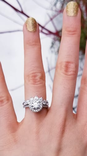 Customer photo review of Halo CZ Ring in Sterling Silver
