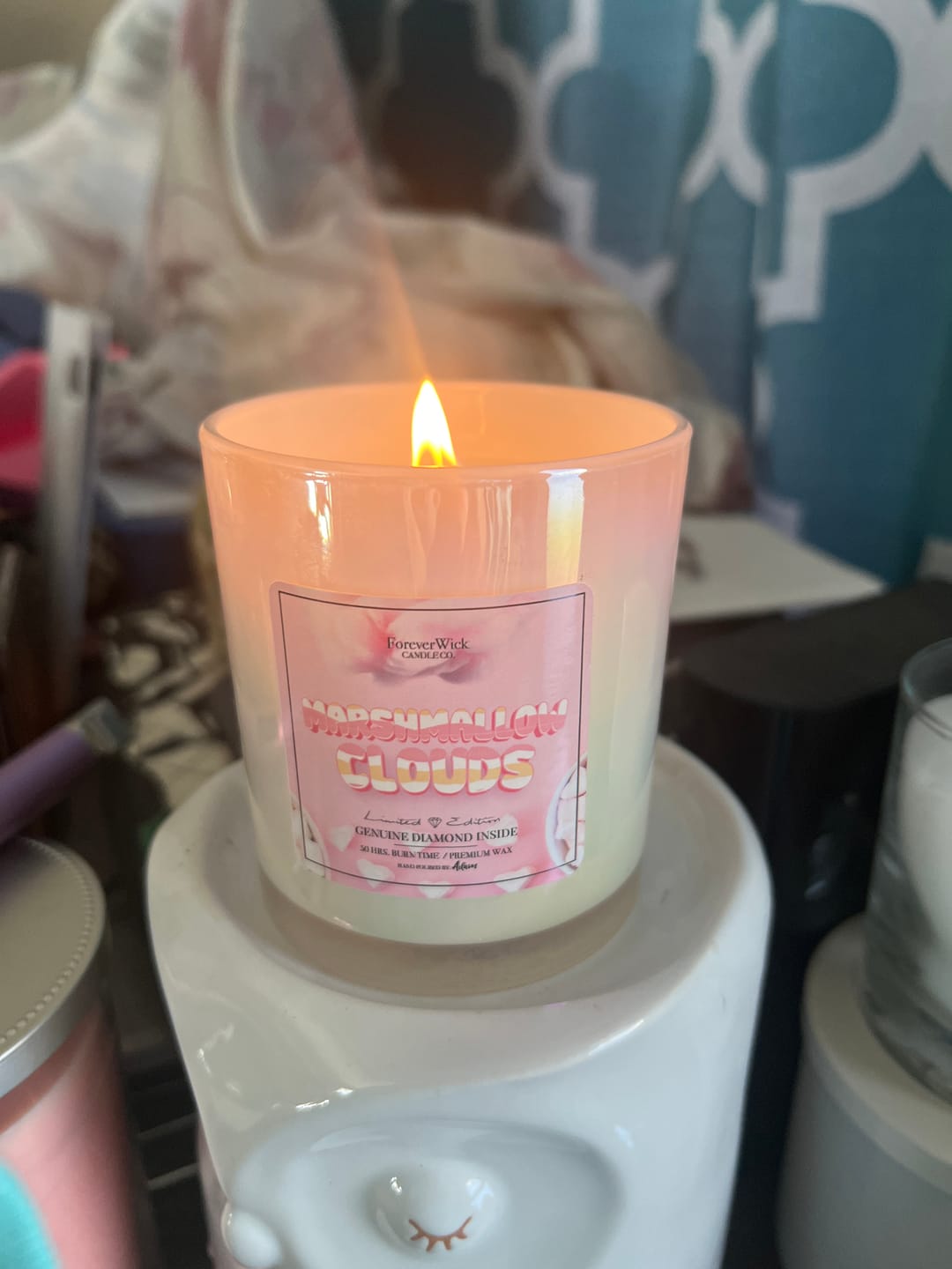 Customer photo review of Marshmallow Clouds Diamond Candle