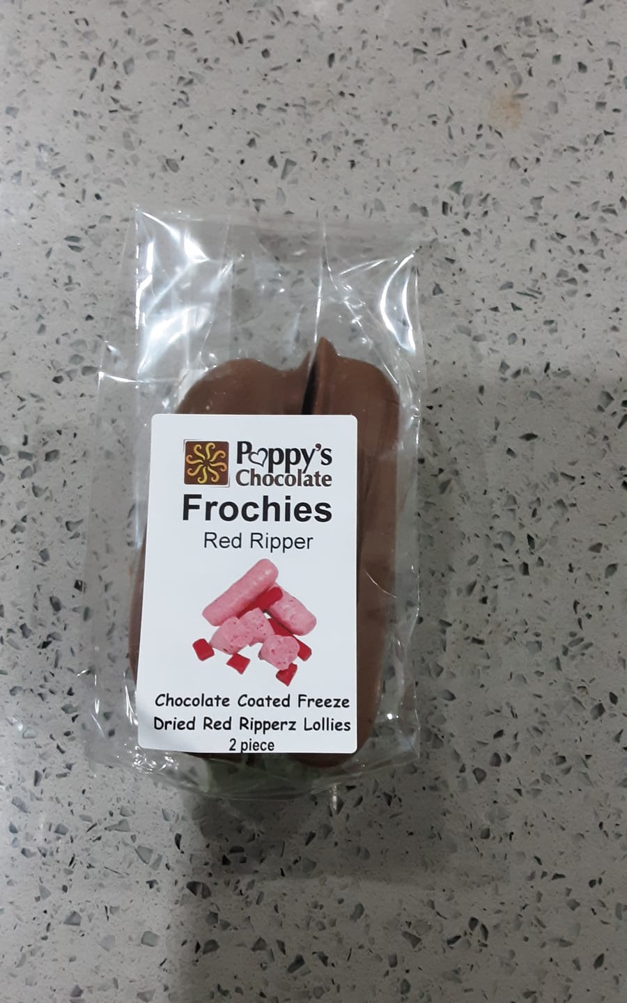 Customer photo review of Frochies Red Ripper chocolate coated freeze dried lollies