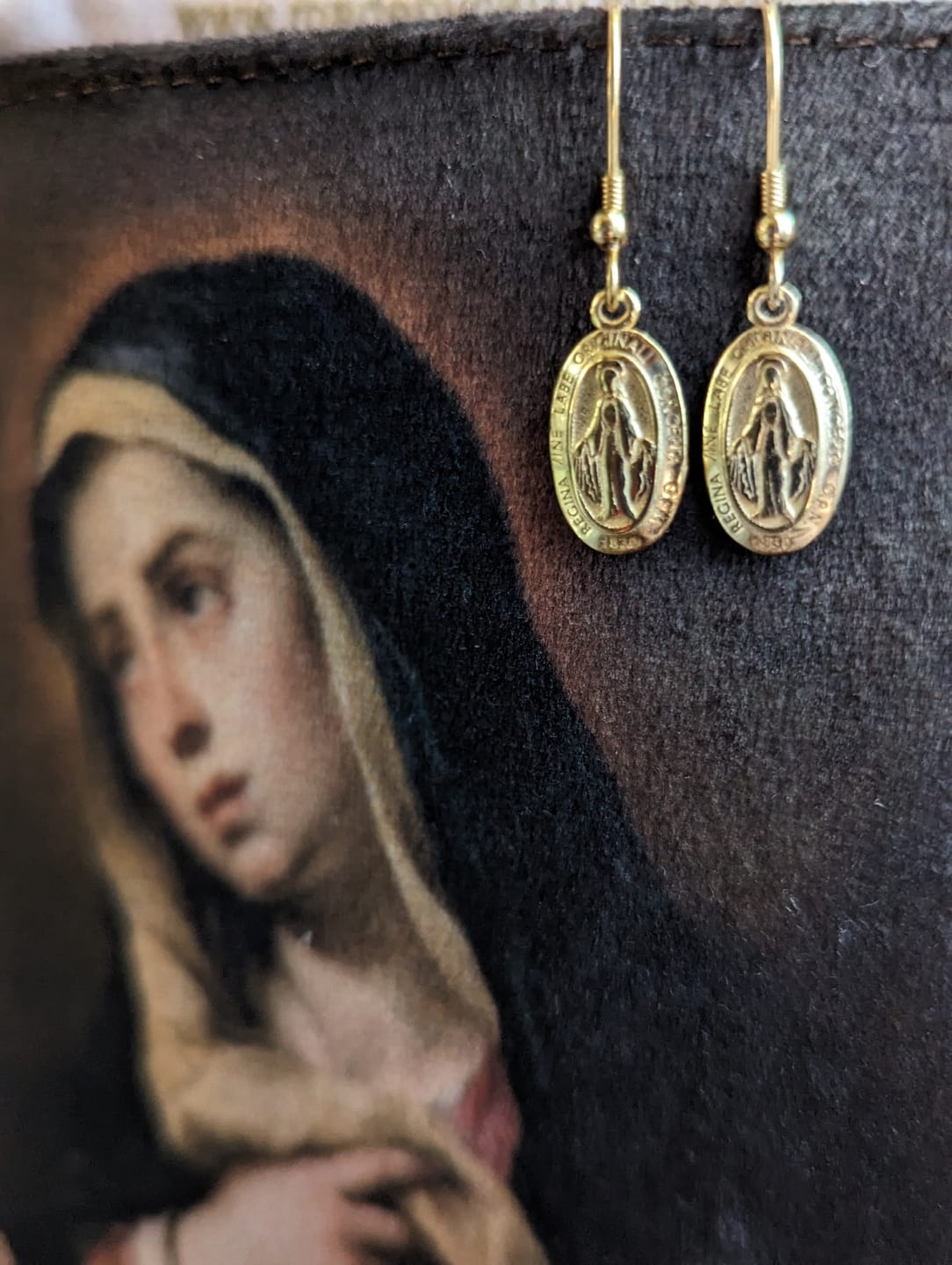 Customer photo review of Miraculous Medal Earrings