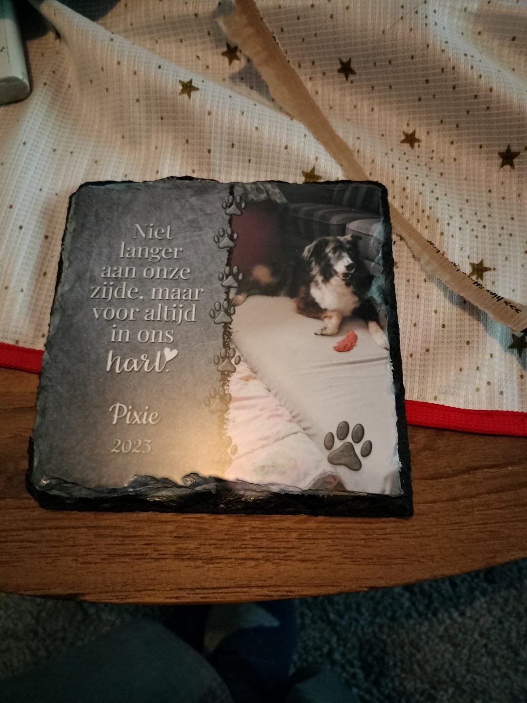 Customer photo review of Voor altijd in het hart - Gepersonaliseerde leisteen