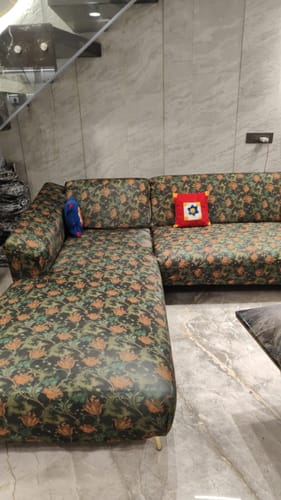 Customer photo review of Spicy Marigold Elastic Sofa Slipcovers