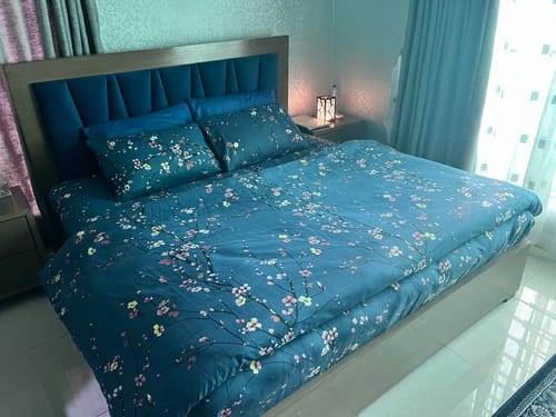 Customer photo review of Floral Navy-Bed Sheet Set