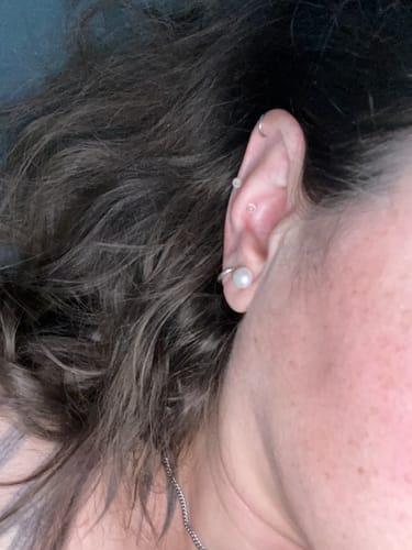 Customer photo review of Mini Everyday Hoops - 14 Karat White Gold
