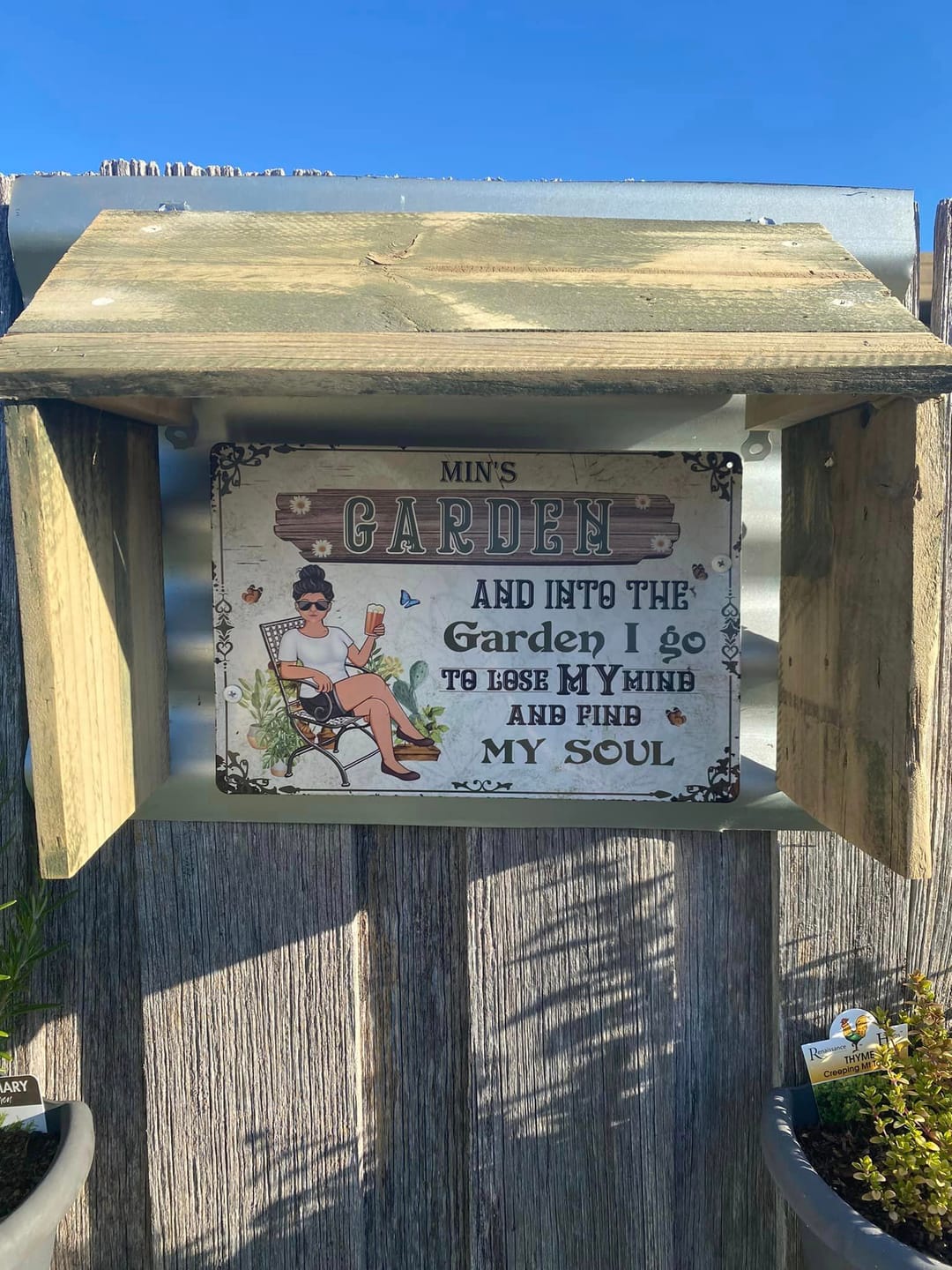 Customer photo review of And Into The Garden I Go Gardening Girl - Garden Sign - Personalized Custom Classic Metal Signs