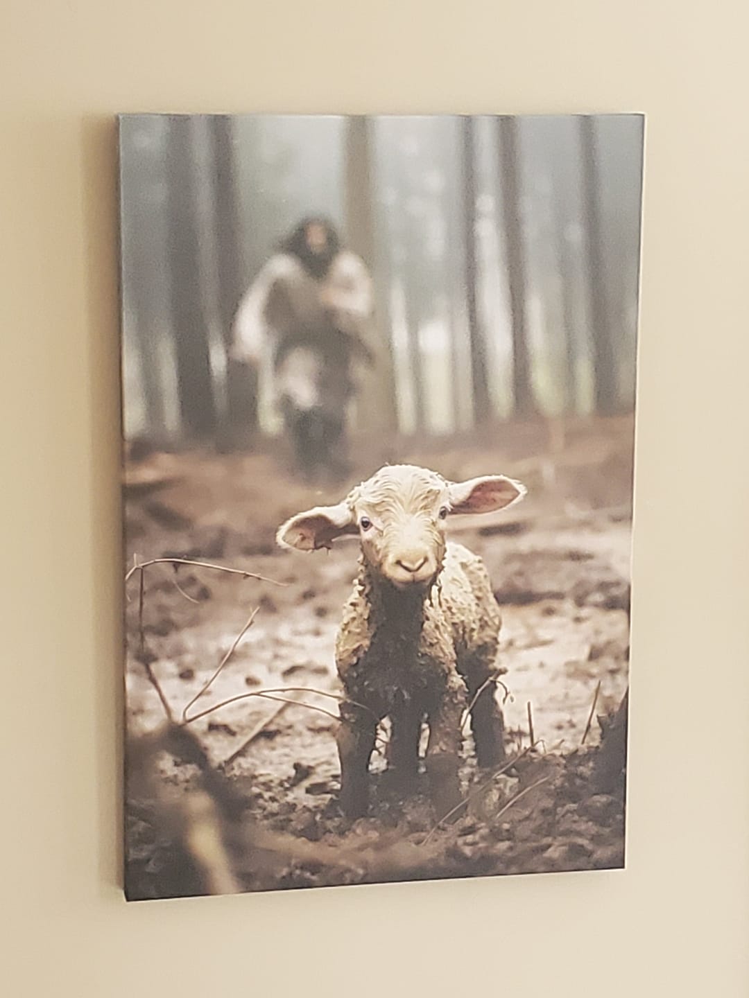 Customer photo review of Jesus Lamb of God, Jesus Running After Lamb, Wall Art Canvas
