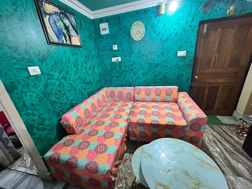Customer photo review of Multi-Coloured Vintage Motifs Elastic Sofa Slipcovers