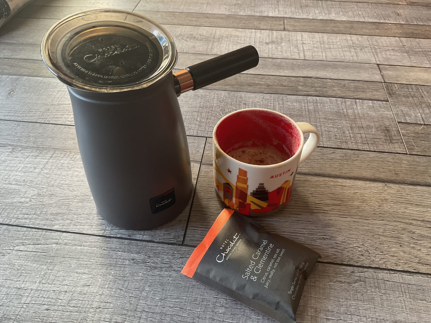 Customer photo review of Salted Caramel & Clementine Hot Chocolate Flakes