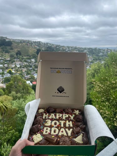 Customer photo review of Custom message birthday brownie