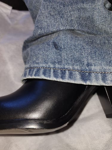Customer photo review of Vegan Leather Pointed Toe Boots