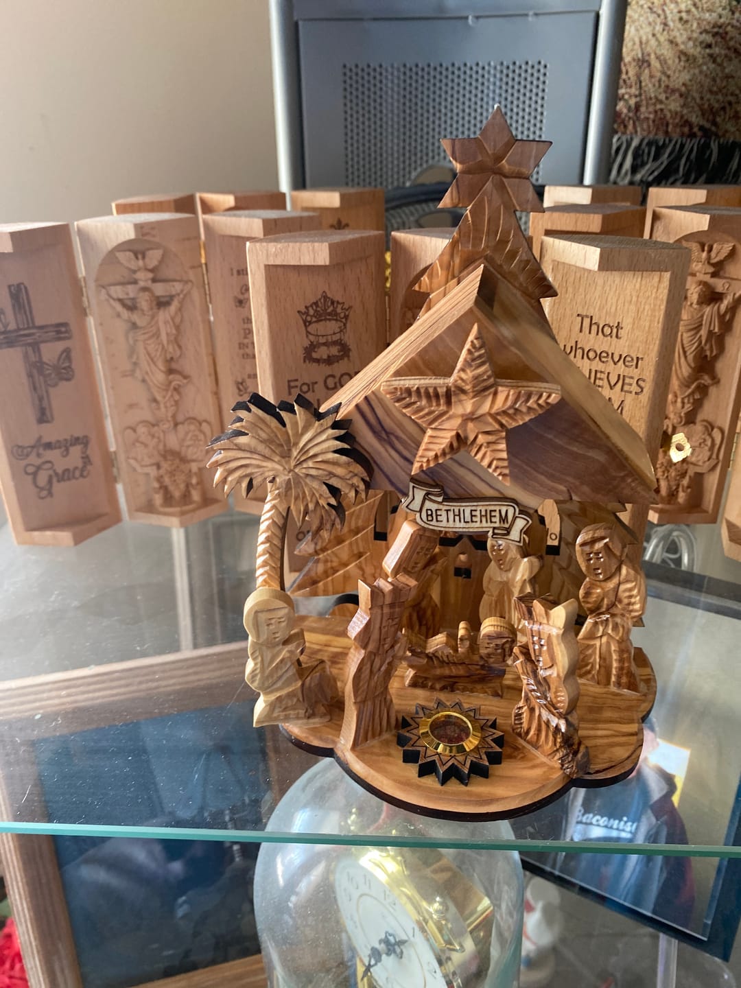 Customer photo review of Olive Wood Nativity Scene with Music Box (8x6 inches)